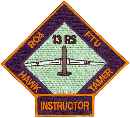 USAF 13TH RECONNAISSANCE SQ RQ-4 FORMAL TRAINING UNIT INSTRUCTOR ORIGINAL PATCH 